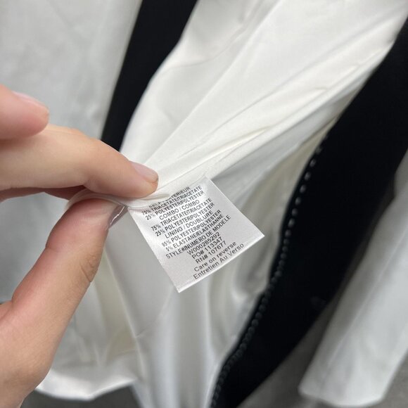 Alice + Olivia Blazer Womens 2 White Black Tuxedo Jacket Shawl Collar Satin - Picture 7 of 9